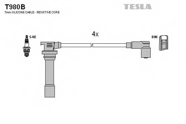 TESLA T980B Комплект проводов зажигания