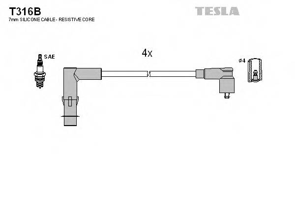 TESLA T316B Комплект проводів запалювання