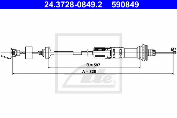 ATE 24.3728-0849.2 Трос, управління зчепленням