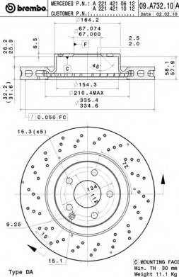 BREMBO 09.A732.11 купити в Україні за вигідними цінами від компанії ULC