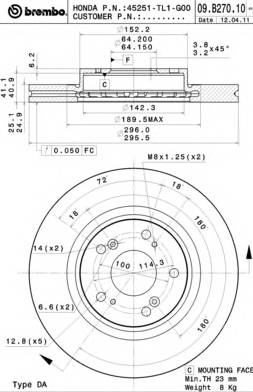 BREMBO 09.B270.10 купити в Україні за вигідними цінами від компанії ULC